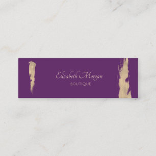 Minitarjeta De Visita Trazo de Pincel Moderno Elegante Violeta Dorado