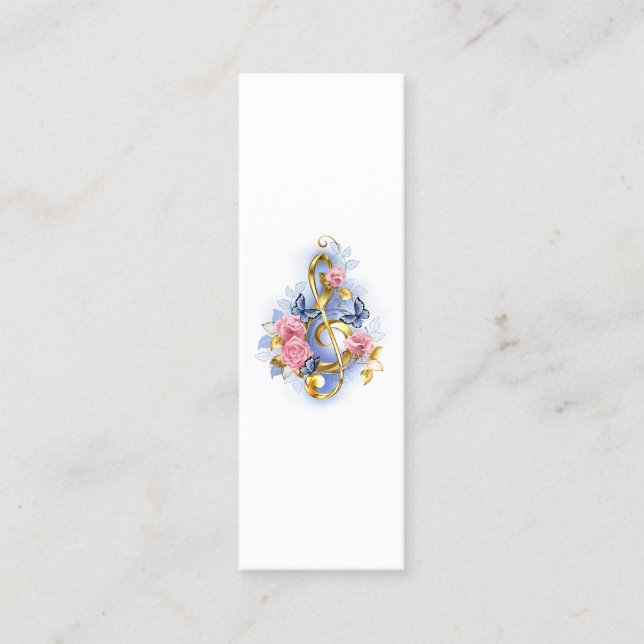 Minitarjeta De Visita Treble arrecife con rosas rosas rosas rosas (Anverso)