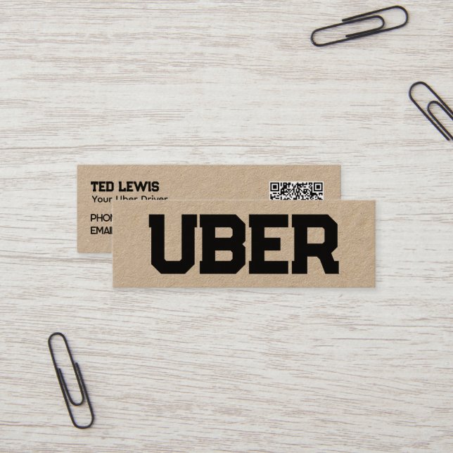 Minitarjeta De Visita Uber Driver QR Kraft (Anverso/Reverso In Situ)