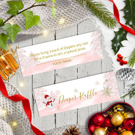 Minitarjeta De Visita Un pequeño Baby Shower rosado con copo de nieve