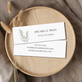 Minitarjeta De Visita Verde Botánico Moderno Floral simple