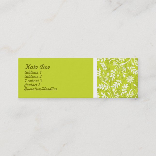 Minitarjeta De Visita Verde elegante (Anverso)