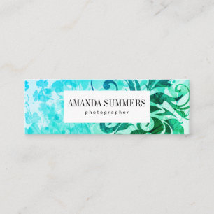 Minitarjeta De Visita Verde floral contemporáneo