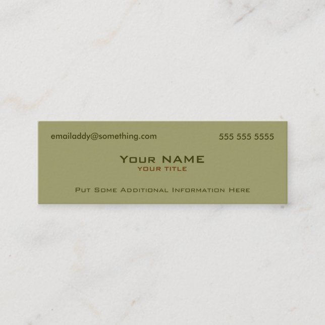 Minitarjeta De Visita Verde militar moderno (Anverso)