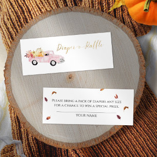 Minitarjeta De Visita Viejo Camión Rosa Diaper Raffle Baby Shower