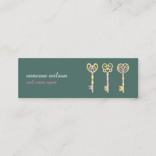 Minitarjeta De Visita Vintage old keys antique medieval green visit card