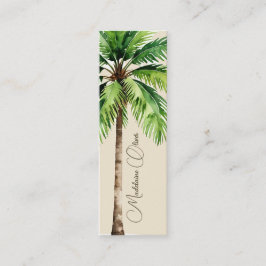 Minitarjeta De Visita Vintage Watercolor Palm Tree Tropical Elegante