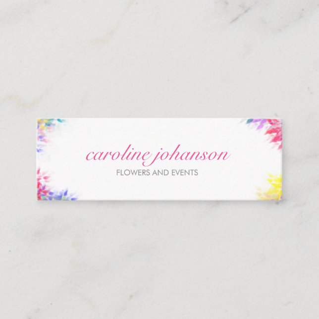 Minitarjeta De Visita Violet yellow artistic painting brush flowers card (Anverso)