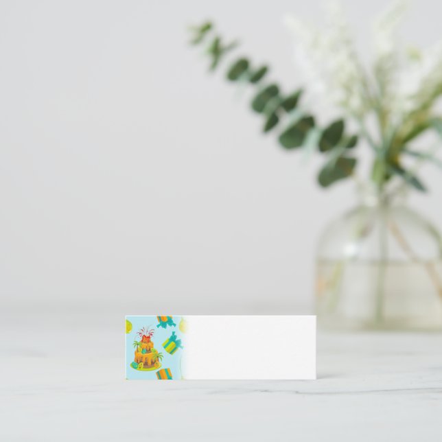 Minitarjeta De Visita Volcán Dinosaurio Pastel de cumpleaños Dino Huevos (Anverso de pie)