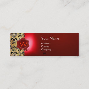 Minitarjeta De Visita WAX SEAL DAMASK PARCHMENT MONOGRAM rojo