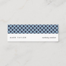 Minitarjeta De Visita White navy blue grey criss-cross modern card