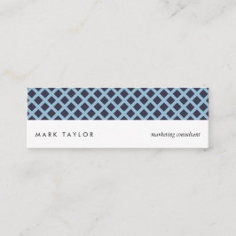 Minitarjeta De Visita White navy blue grey criss-cross modern card