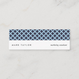 Minitarjeta De Visita White navy blue grey criss-cross modern card