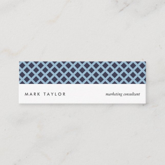 Minitarjeta De Visita White navy blue grey criss-cross modern card (Anverso)