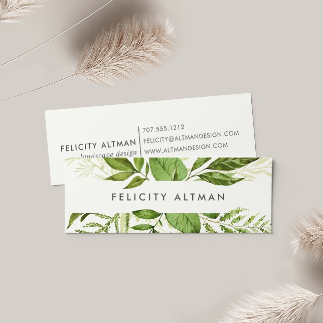Minitarjeta De Visita Wild Meadow | acuarela verde Botánica (Subido por el creador)