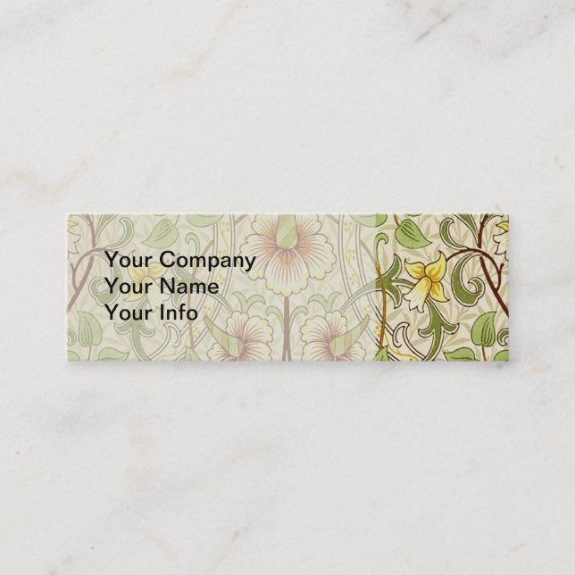 Minitarjeta De Visita William Morris Daffodil Classic Flower Wallpaper (Anverso)