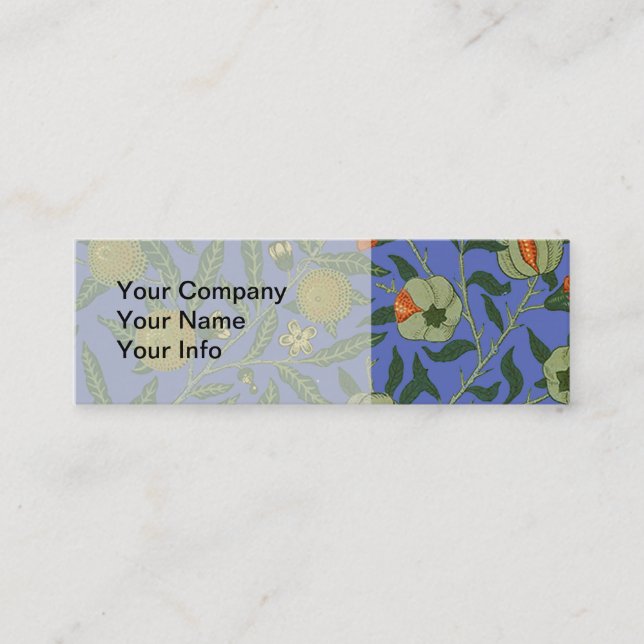 Minitarjeta De Visita William Morris Papel de fondo azul granate (Anverso)