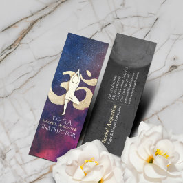 Minitarjeta De Visita Yoga Meditación Pose Oro Simbol OM Galaxia Nebulos