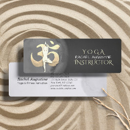 Minitarjeta De Visita Yoga Meditación Pose Simbol OM Moderno Negro & Oro