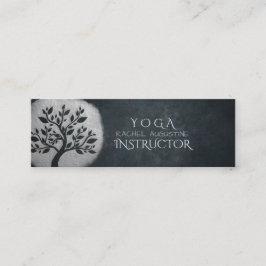 Minitarjeta De Visita Yoga Meditation Reiki Instructor Black Silver Tree