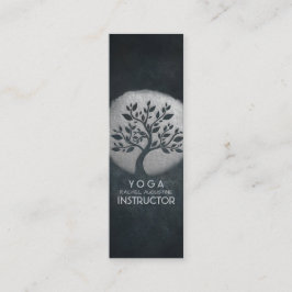 Minitarjeta De Visita Yoga Meditation Reiki Instructor Black Silver Tree