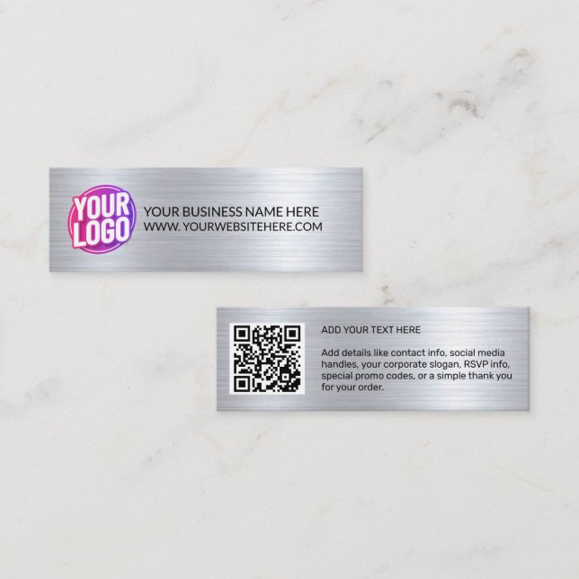 Minitarjeta De Visita Your Business Company Team Logo & QR Code & Text (Anverso / Reverso)