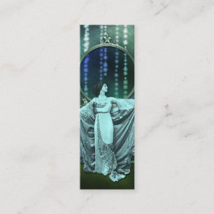 Minitarjeta De Visita Zohara: Mujer del art déco en aguamarina y verde