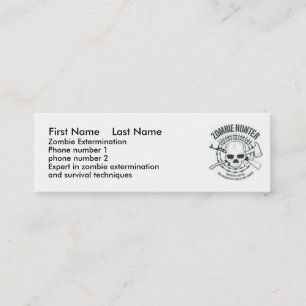 Minitarjeta De Visita zombiehunter, apellido del nombre, zombi E…