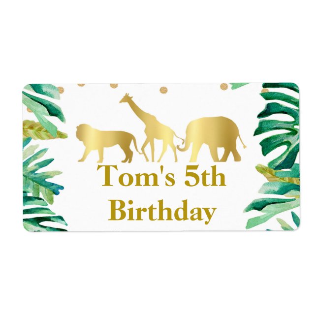 Minitombal etiqueta de la jungla animales oro verd (Frente)