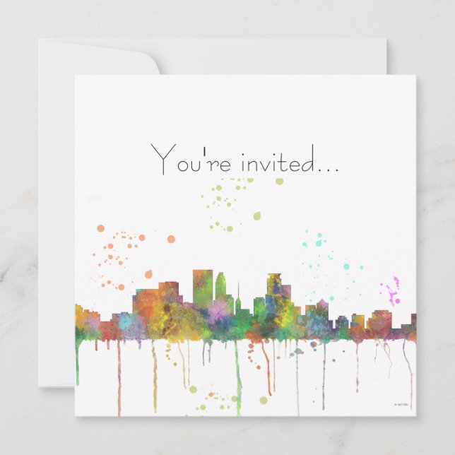 MINNEAPOLIS, MINNESOTA SKYLINE - Invitación (Anverso)