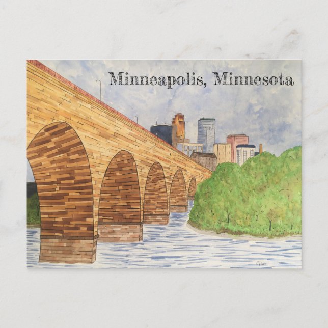 Minneapolis, tarjeta postal del puente del Arco de (Anverso)