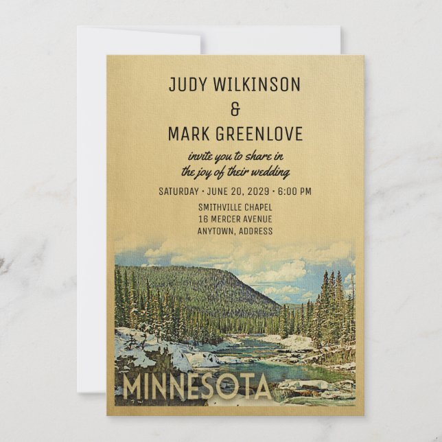 Minnesota Boda Invitación Naturaleza vintage (Anverso)