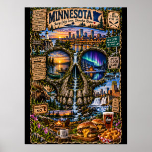 Minnesota Calavera Arte Impreso Estado Mental