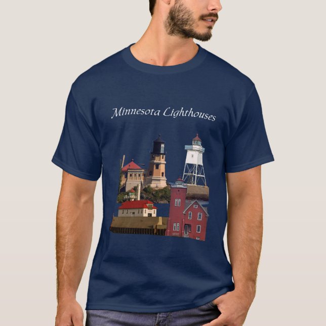 Minnesota Lighthouses camiseta con letras blancas (Anverso)