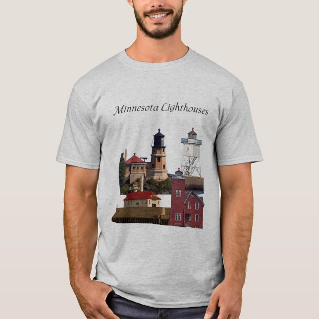 Minnesota Lighthouses camiseta con letras negras (Anverso)
