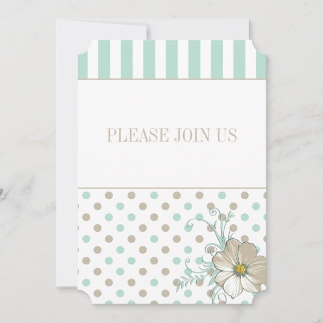 MINT BISQUE DOTS STRIPTS Invitación de boda (Anverso)