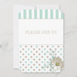MINT BISQUE DOTS STRIPTS Invitación de boda
