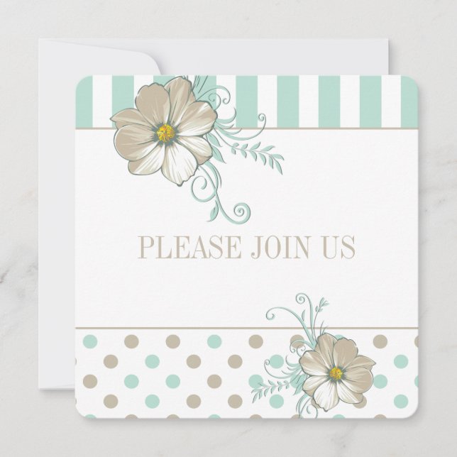 MINT BISQUE DOTS STRIPTS Invitación de boda (Anverso)