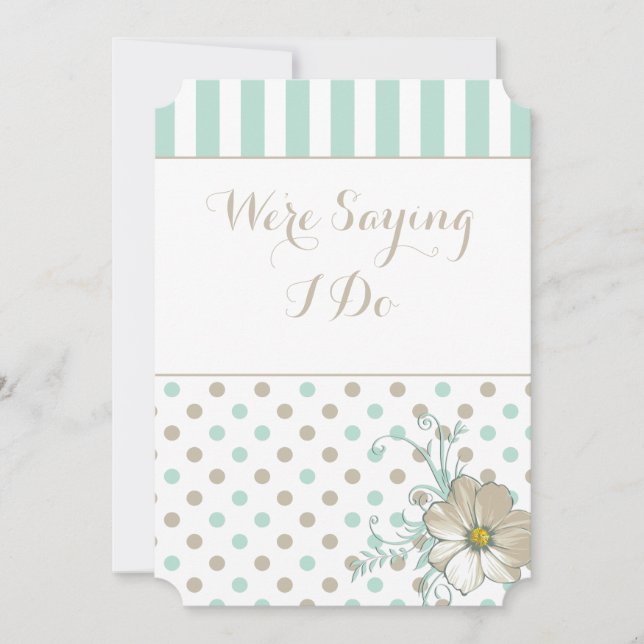 MINT BISQUE DOTS STRIPTS Invitación de boda (Anverso)