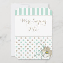 MINT BISQUE DOTS STRIPTS Invitación de boda