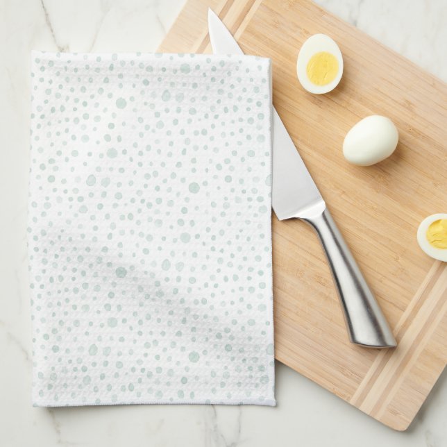 Mint Confetti Watercolor Dots Kitchen Toalla (Doblado Cuarto)