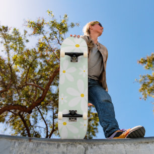 Mint Daisy Pattern Skateboard