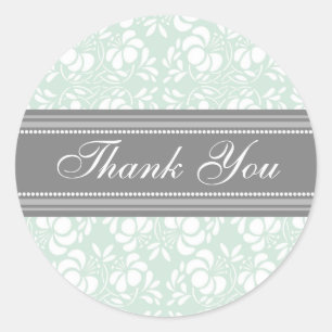 Mint Damask Gracias Sellos para sobres Bodas