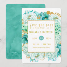 Mint Florals y Gold Foliage Salven las tarjetas de