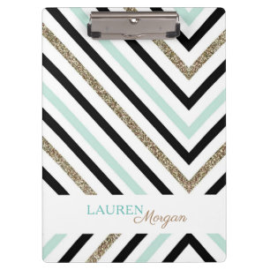 Mint Gold Chevron ⎥ Portapapeles personalizado