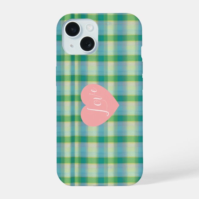 Mint Green and Blue Plaid Phone Case (Reverso )