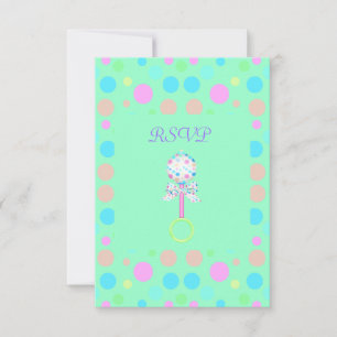 MINT GREEN BABY RATTLE BABY SHOWER RSVP
