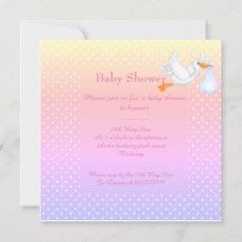 Mint green babyducha simple invitación de cigüeña
