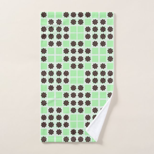 Mint Green Cream And Chocolate Chip Quilt Pattern (Toalla de mano)