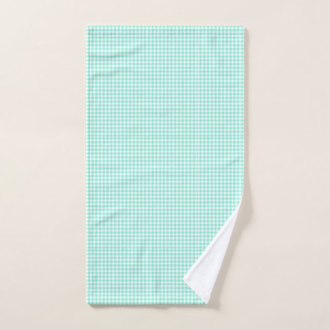 Mint Green Gingham Pattern Small Check Plage (Toalla de mano)